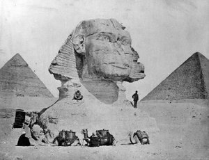 Self Portrait with the Sphinx at Giza, late 1870s by Zangaki Brothers